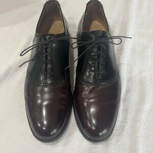 Vtg Cole Haan USA 2 Tone Black Burgundy Spectator Oxford 101/2 D Leather 80’s